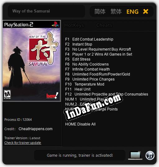 Way of the Samurai: Cheats, Trainer +15 [CheatHappens.com]