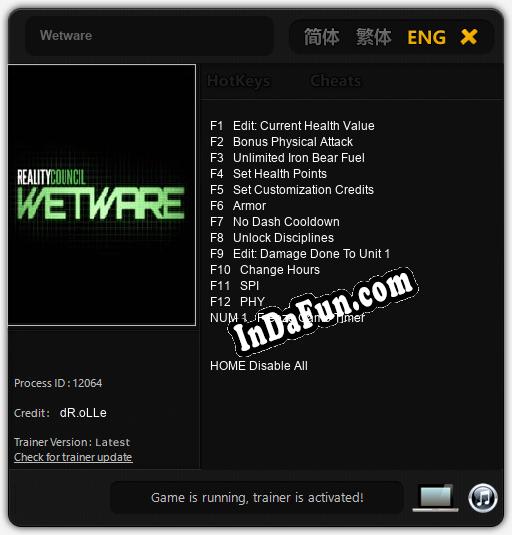 Wetware: TRAINER AND CHEATS (V1.0.64)