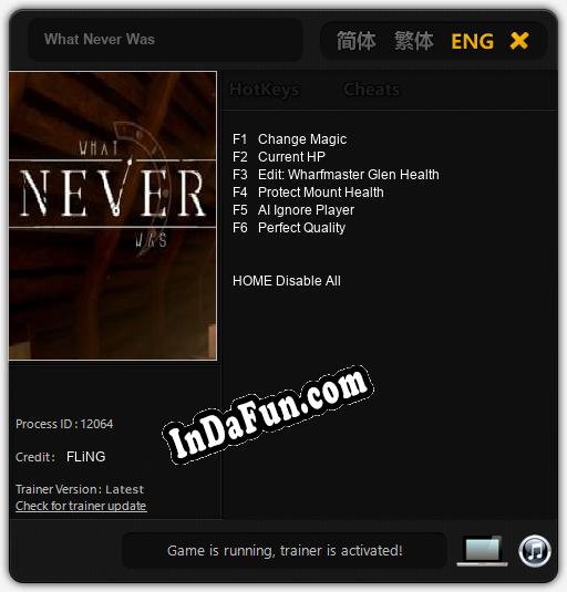 What Never Was: TRAINER AND CHEATS (V1.0.78)