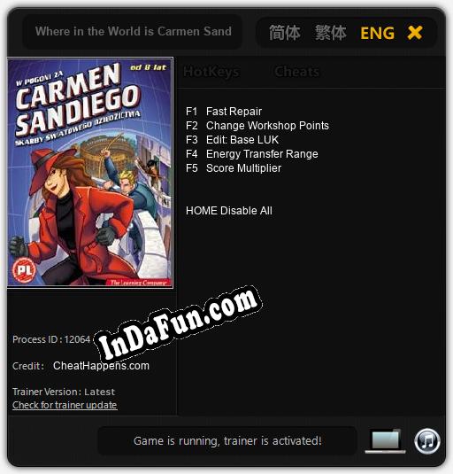 Trainer for Where in the World is Carmen Sandiego? Treasures of Knowledge [v1.0.8]