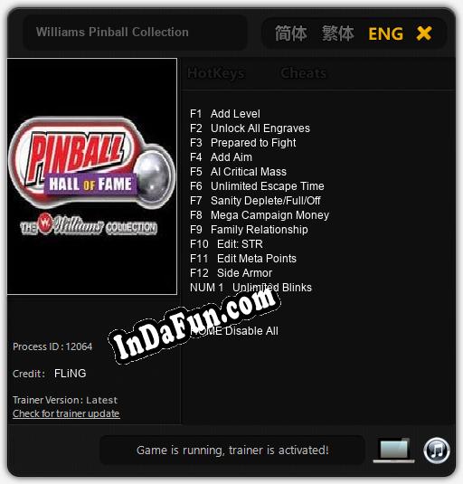 Trainer for Williams Pinball Collection [v1.0.9]