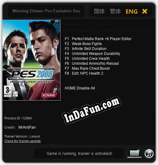 Winning Eleven: Pro Evolution Soccer 2008: Trainer +8 [v1.4]