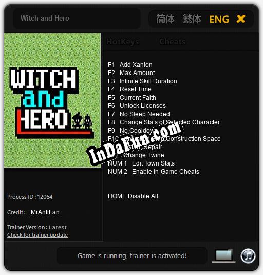 Trainer for Witch and Hero [v1.0.8]