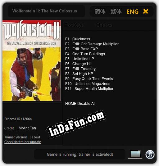 Wolfenstein II: The New Colossus The Adventures of Gunslinger Joe: Trainer +11 [v1.7]