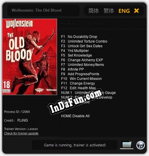 Wolfenstein: The Old Blood: TRAINER AND CHEATS (V1.0.43)