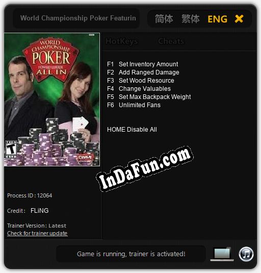 World Championship Poker Featuring Howard Lederer: All In: TRAINER AND CHEATS (V1.0.40)