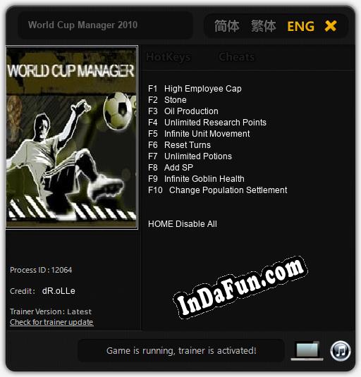 World Cup Manager 2010: Cheats, Trainer +10 [dR.oLLe]