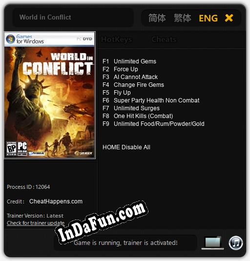 Trainer for World in Conflict [v1.0.8]