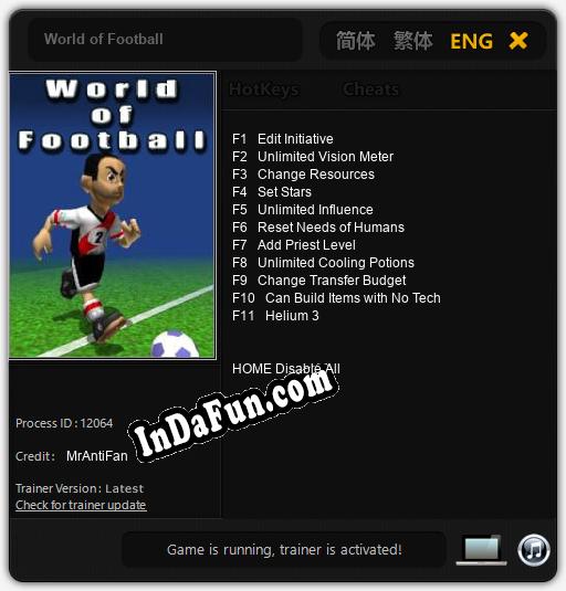 World of Football: TRAINER AND CHEATS (V1.0.76)