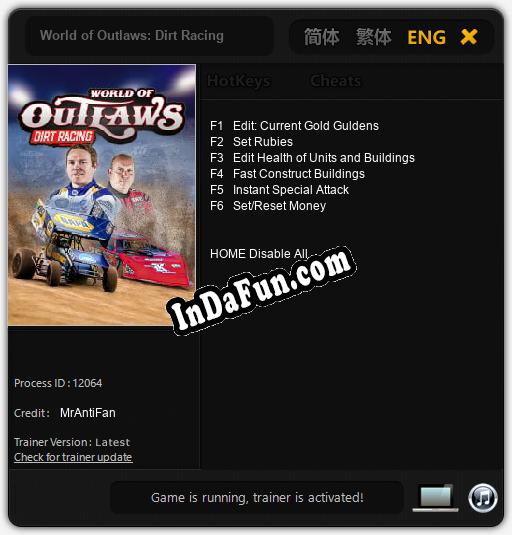 Trainer for World of Outlaws: Dirt Racing [v1.0.8]