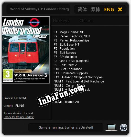 World of Subways 3: London Underground: Cheats, Trainer +15 [FLiNG]