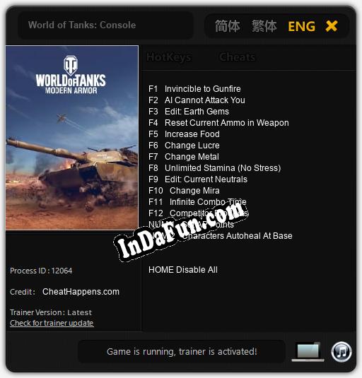 Trainer for World of Tanks: Console [v1.0.3]