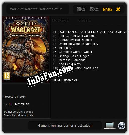 World of Warcraft: Warlords of Draenor: Trainer +10 [v1.5]