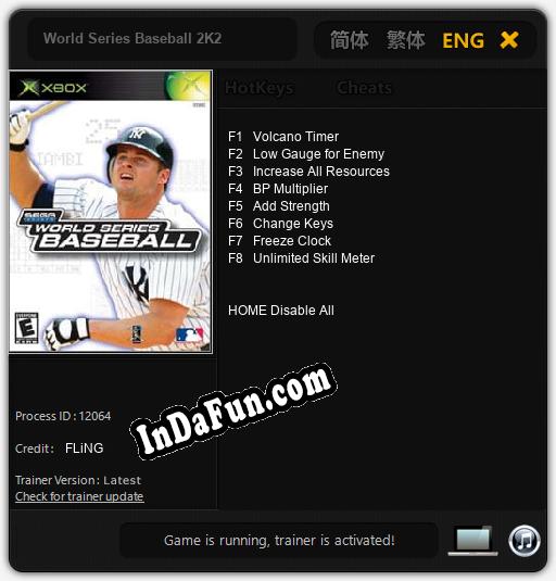 World Series Baseball 2K2: TRAINER AND CHEATS (V1.0.9)