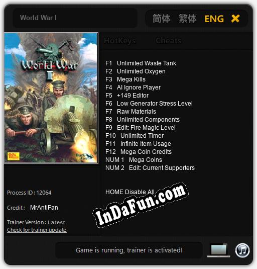 World War I: TRAINER AND CHEATS (V1.0.91)