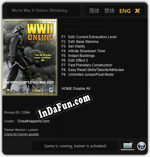 Trainer for World War II Online: Blitzkrieg [v1.0.5]