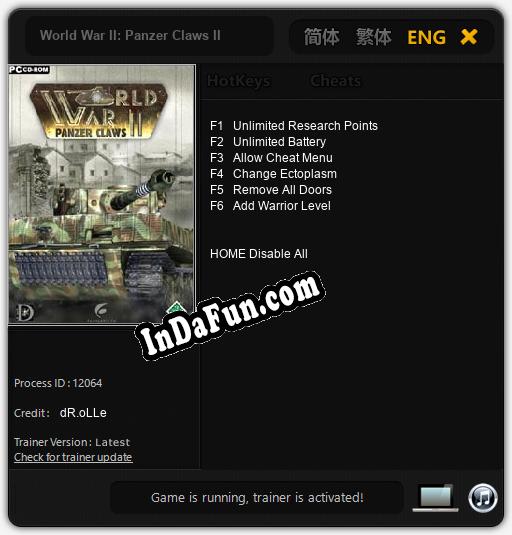 World War II: Panzer Claws II: TRAINER AND CHEATS (V1.0.61)