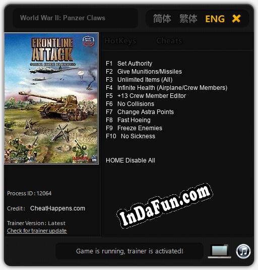 World War II: Panzer Claws: TRAINER AND CHEATS (V1.0.55)