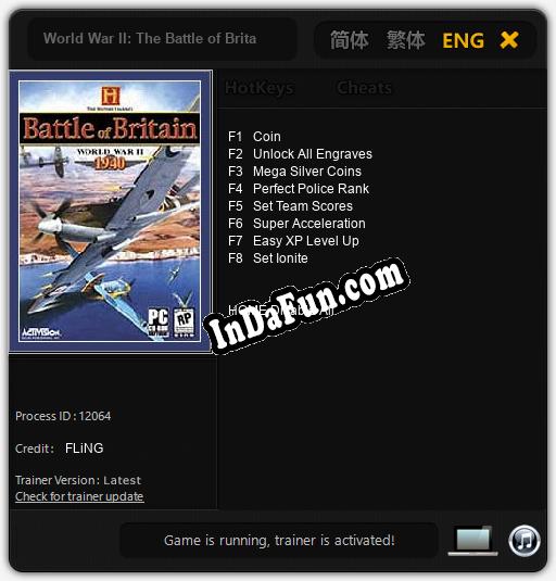 World War II: The Battle of Britain: TRAINER AND CHEATS (V1.0.51)