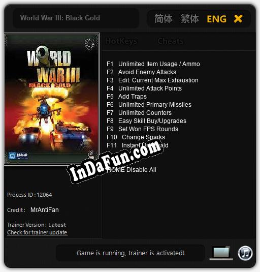 Trainer for World War III: Black Gold [v1.0.3]