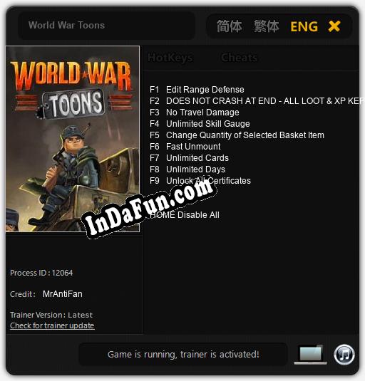 Trainer for World War Toons [v1.0.3]