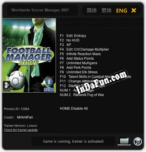 Worldwide Soccer Manager 2007: TRAINER AND CHEATS (V1.0.98)