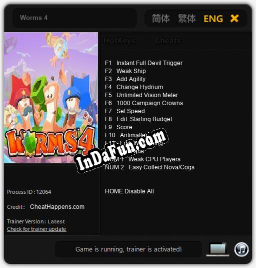 Trainer for Worms 4 [v1.0.6]