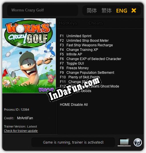 Worms Crazy Golf: TRAINER AND CHEATS (V1.0.91)