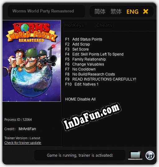 Worms World Party Remastered: Trainer +10 [v1.1]