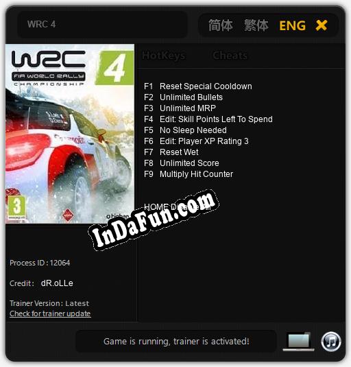 WRC 4: TRAINER AND CHEATS (V1.0.11)