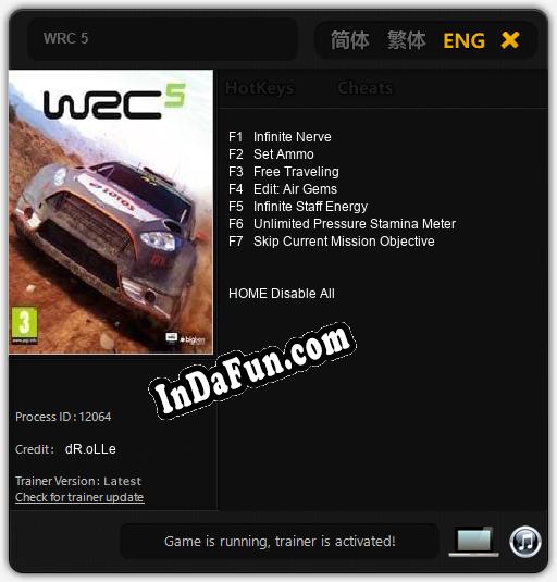 WRC 5: Trainer +7 [v1.1]