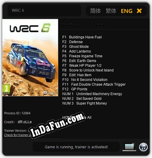 WRC 6: TRAINER AND CHEATS (V1.0.37)