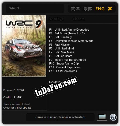 WRC 9: Cheats, Trainer +12 [FLiNG]
