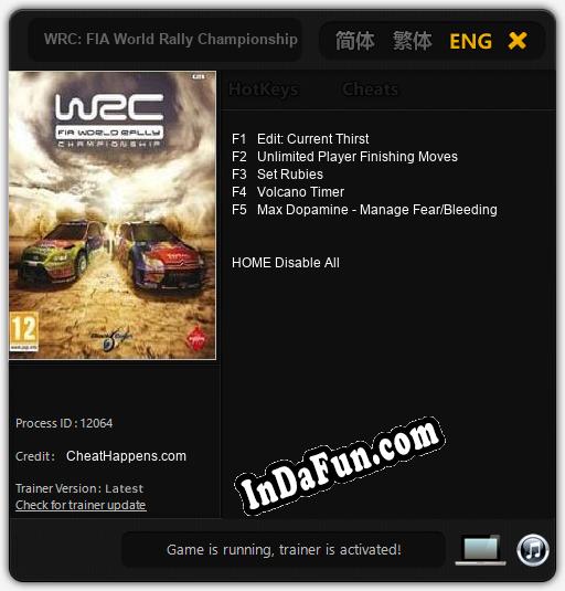 WRC: FIA World Rally Championship: TRAINER AND CHEATS (V1.0.98)