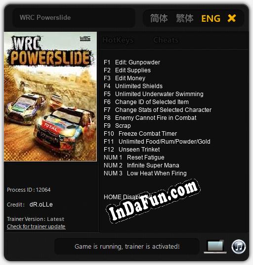 WRC Powerslide: TRAINER AND CHEATS (V1.0.92)