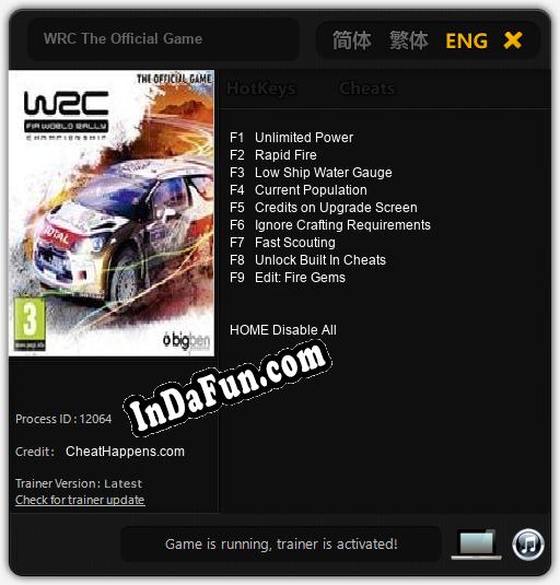 WRC The Official Game: Cheats, Trainer +9 [CheatHappens.com]