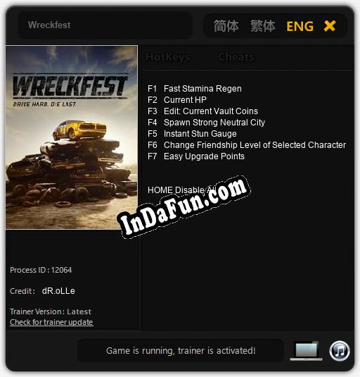 Wreckfest: Trainer +7 [v1.4]