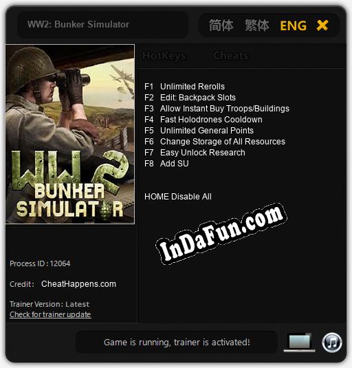 Trainer for WW2: Bunker Simulator [v1.0.6]