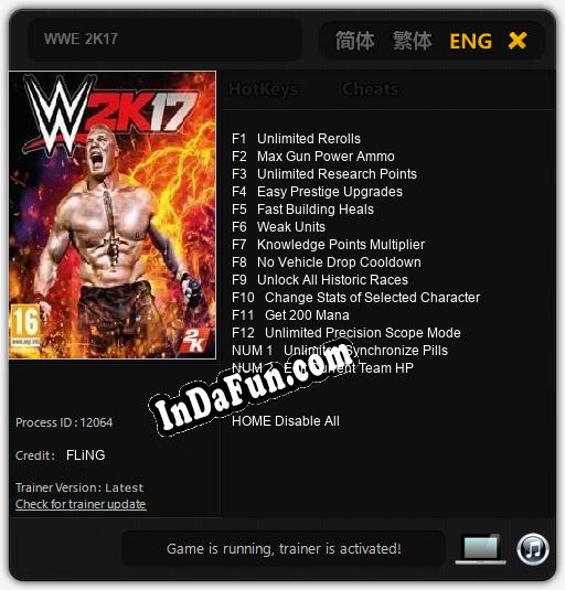 WWE 2K17: TRAINER AND CHEATS (V1.0.30)