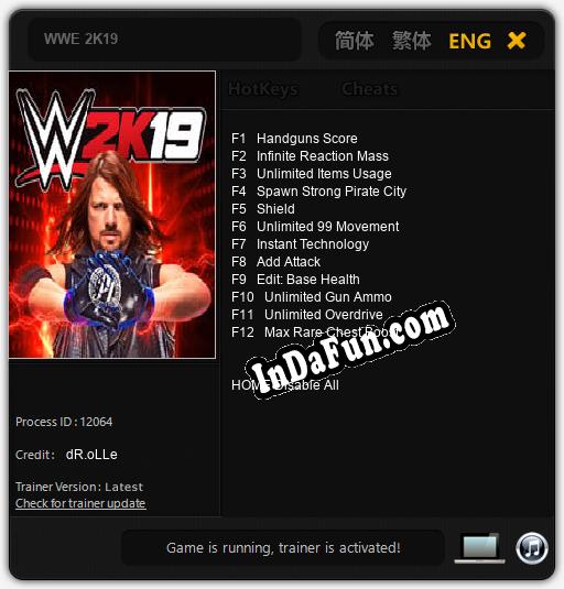 WWE 2K19: TRAINER AND CHEATS (V1.0.12)