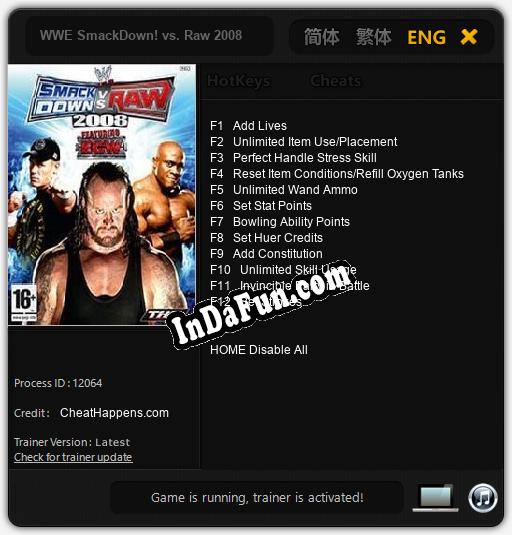Trainer for WWE SmackDown! vs. Raw 2008 [v1.0.2]