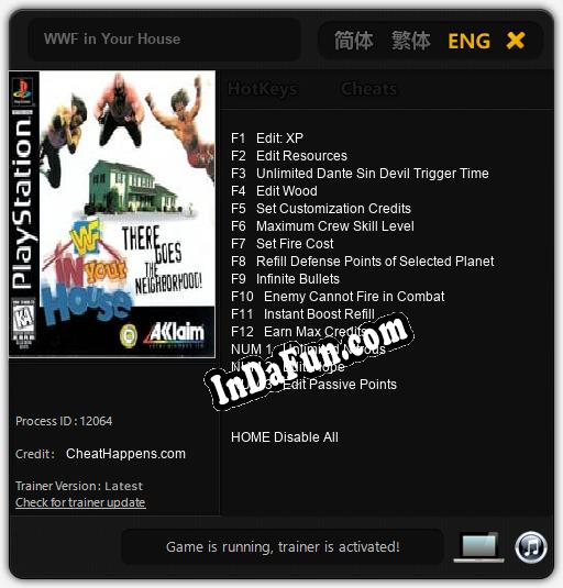 WWF in Your House: TRAINER AND CHEATS (V1.0.13)