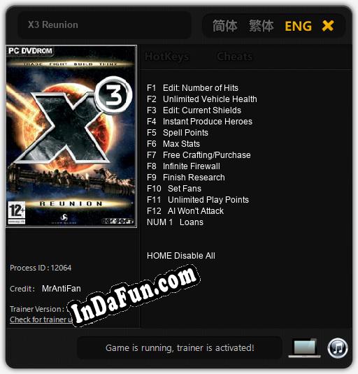 X3 Reunion: Cheats, Trainer +13 [MrAntiFan]