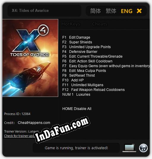 X4: Tides of Avarice: TRAINER AND CHEATS (V1.0.71)