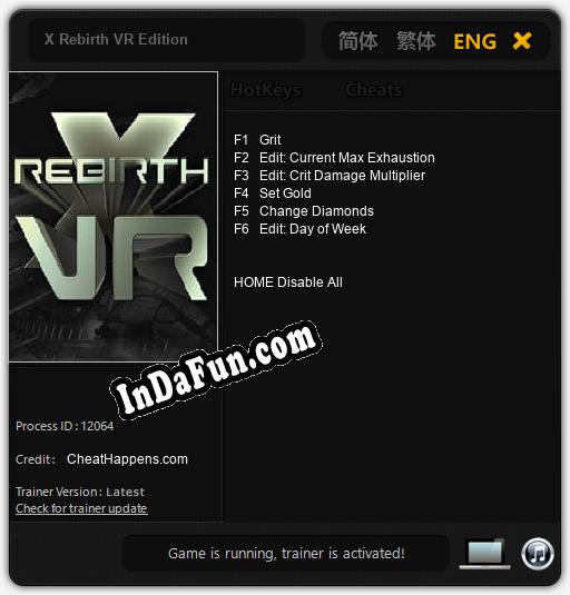 X Rebirth VR Edition: TRAINER AND CHEATS (V1.0.58)