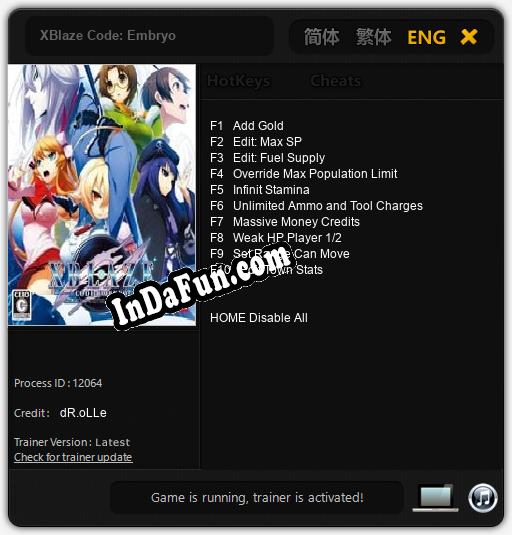 XBlaze Code: Embryo: TRAINER AND CHEATS (V1.0.39)