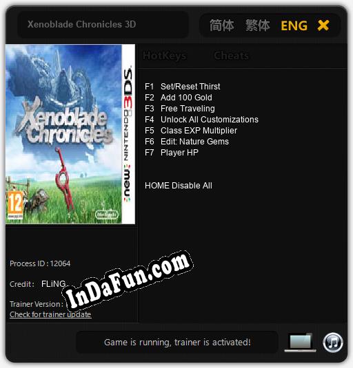 Xenoblade Chronicles 3D: TRAINER AND CHEATS (V1.0.34)