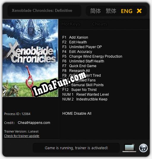 Xenoblade Chronicles: Definitive Edition: TRAINER AND CHEATS (V1.0.41)