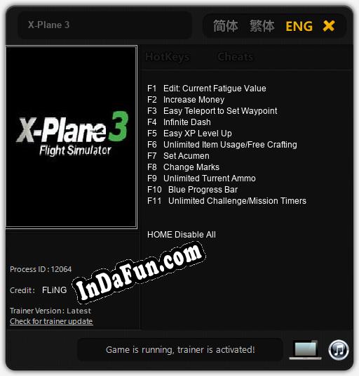 Trainer for X-Plane 3 [v1.0.1]