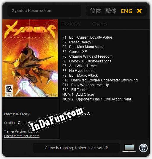 Xyanide Resurrection: TRAINER AND CHEATS (V1.0.19)